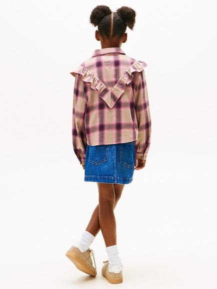 Tommy Hilfiger Kids' Cotton Check Ruffle Blouse - view 2, Malted Milk