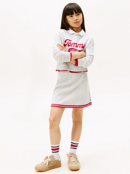 Tommy Hilfiger Kids' Varsity Knitted Skirt, Light Grey Heather, Light Grey Heather