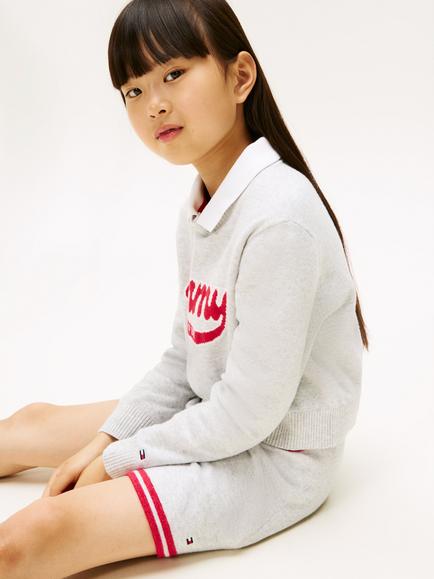 Tommy Hilfiger Kids' Varsity Knitted Skirt, Light Grey Heather - view 2, Light Grey Heather