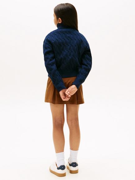 Tommy Hilfiger Kids' Cable Knit Turtleneck Jumper, Dark Night Navy - view 2, Dark Night Navy