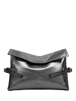 Radley Fleet Street Metallic Leather Clutch Bag, Silver
