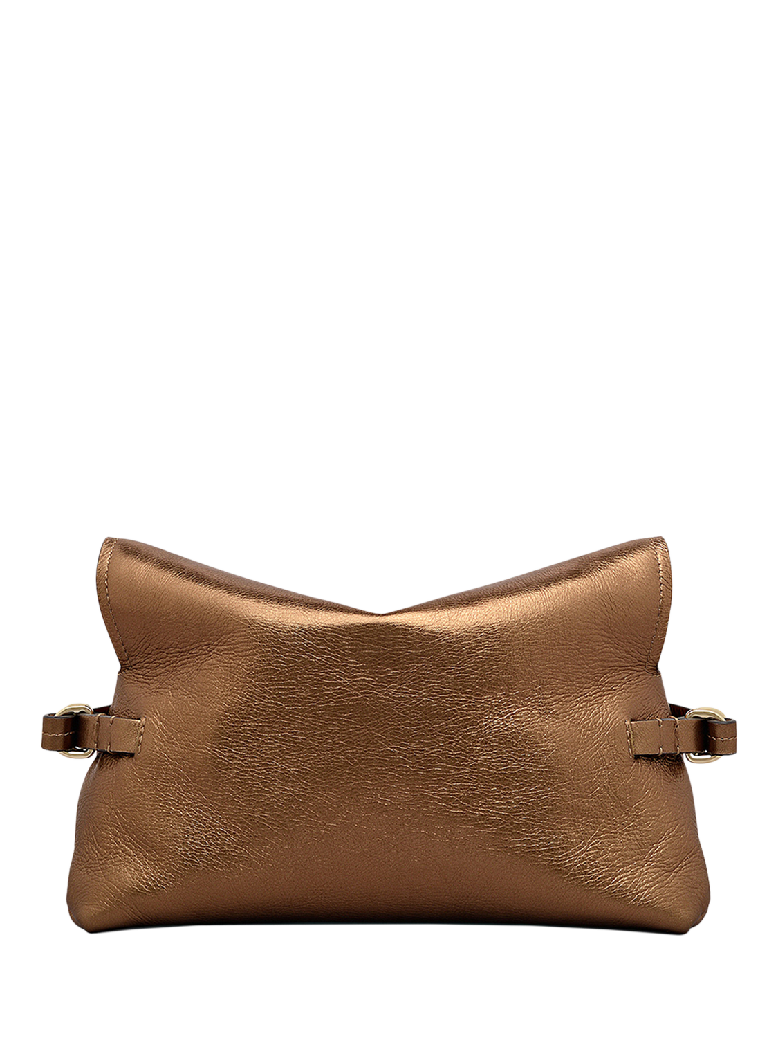 Product image 2 of 7, which shows Radley Fleet Street Metallic Leather Clutch Bag, Olive Gold