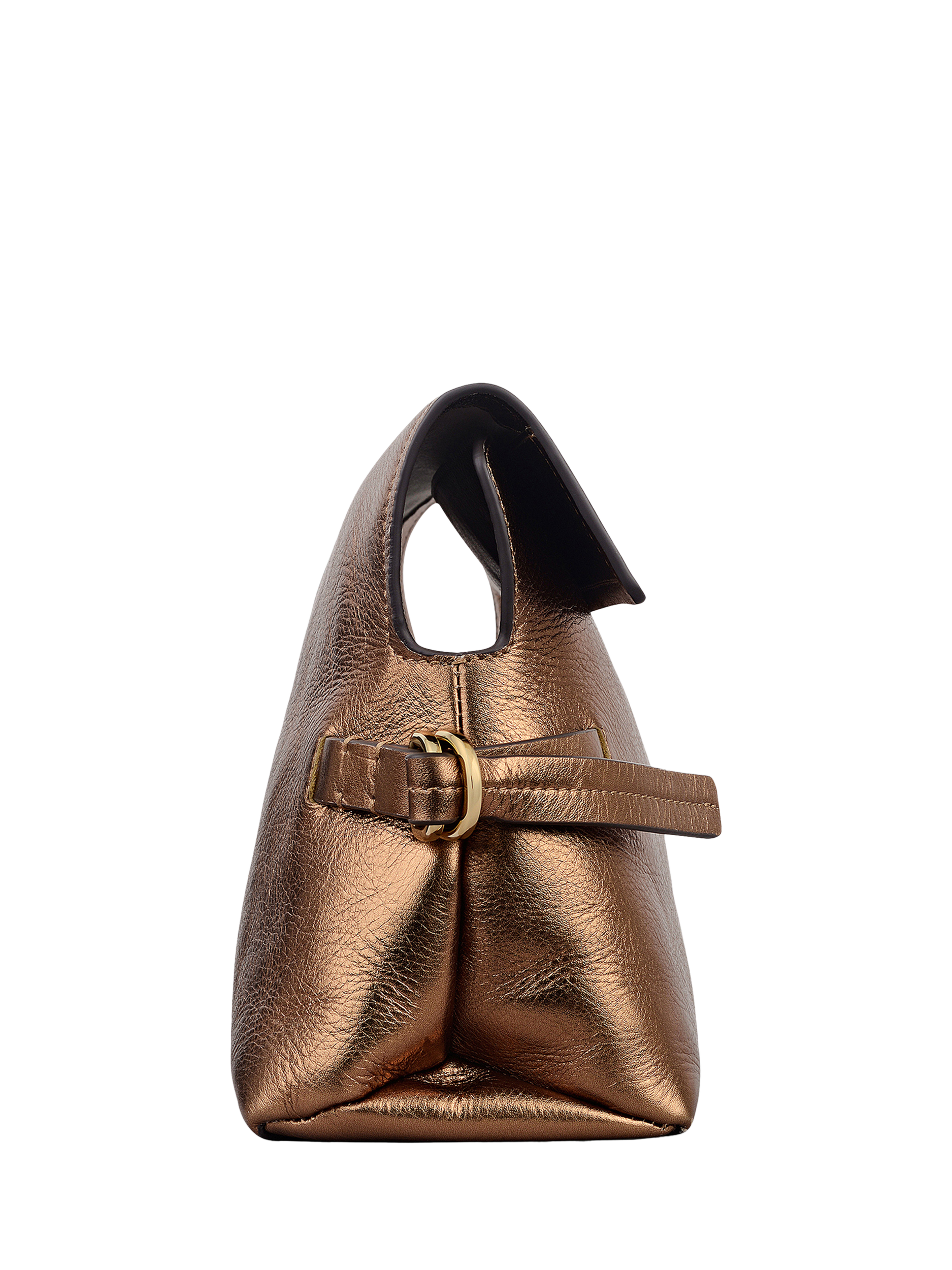 Product image 4 of 7, which shows Radley Fleet Street Metallic Leather Clutch Bag, Olive Gold