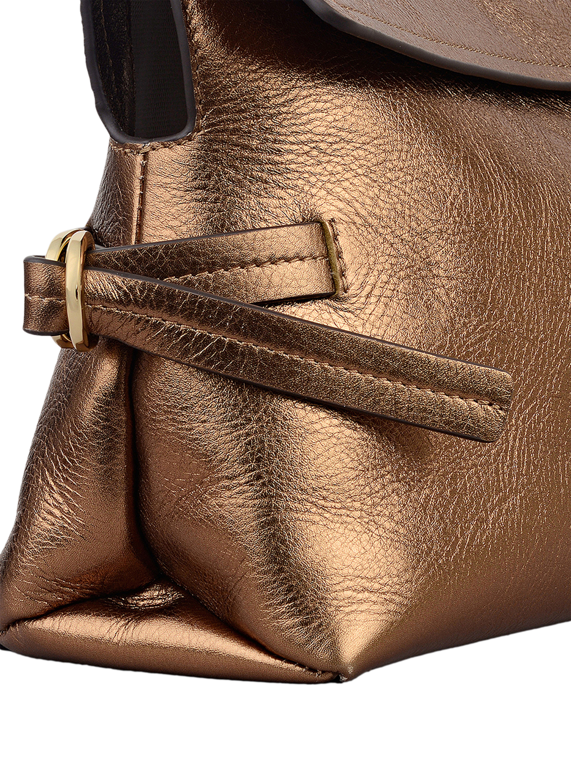 Product image 5 of 7, which shows Radley Fleet Street Metallic Leather Clutch Bag, Olive Gold