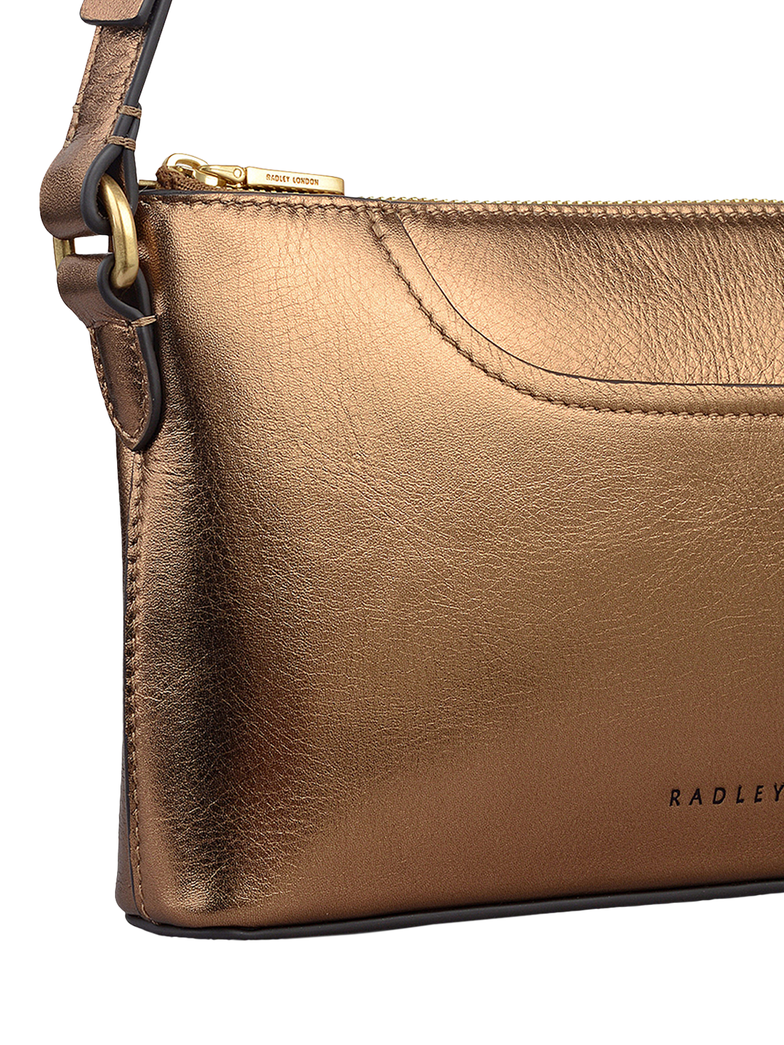 Product image 4 of 6, which shows Radley Pockets Mini Metallic Leather Shoulder Bag, Olive Gold
