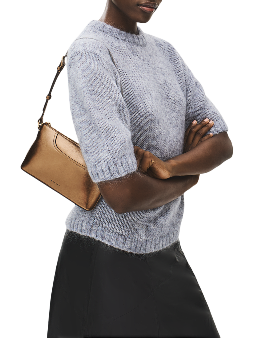 Product image 5 of 6, which shows Radley Pockets Mini Metallic Leather Shoulder Bag, Olive Gold