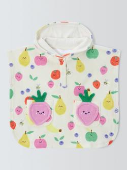 John Lewis Baby Fruit Hooded Towel Poncho, White Multi, White Multi