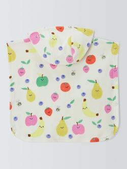 John Lewis Baby Fruit Hooded Towel Poncho, White Multi - view 2, White Multi
