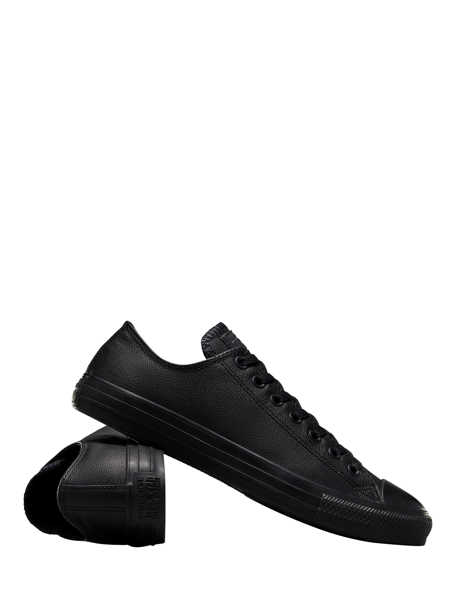 Product image 2 of 4, which shows Converse Chuck Taylor All Star Leather Trainers, Black Mono, 4