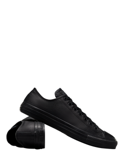 Converse Chuck Taylor All Star Leather Trainers, Black Mono - view 2, Black Mono