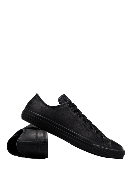 Converse Chuck Taylor All Star Leather Trainers, Black Mono - view 2, Black Mono