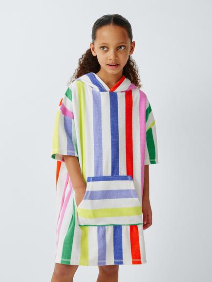John Lewis Kids' Stripe Towelling Poncho, Multi, Multi