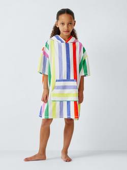 John Lewis Kids' Stripe Towelling Poncho, Multi - view 2, Multi