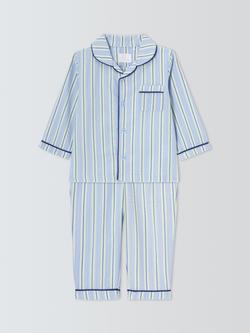 John Lewis Baby Woven Stripe Pyjamas, Blue, Blue