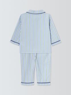 John Lewis Baby Woven Stripe Pyjamas, Blue - view 2, Blue