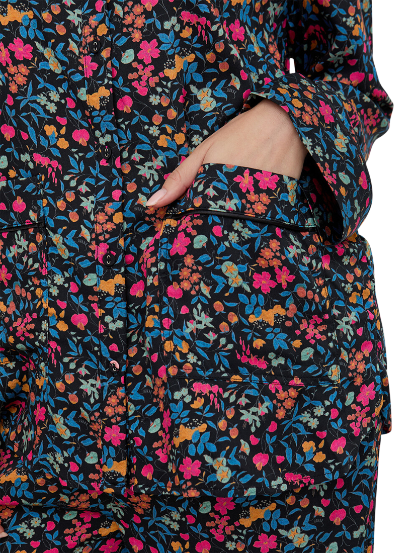 Product image 5 of 6, which shows Lily and Lionel Evie Floral Button Through Long Pyjama Set, Black, S