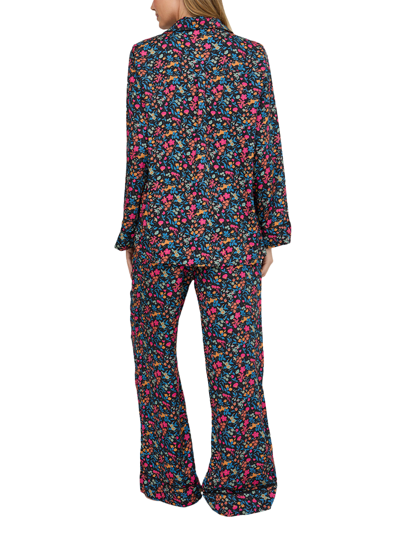 Product image 6 of 6, which shows Lily and Lionel Evie Floral Button Through Long Pyjama Set, Black, S