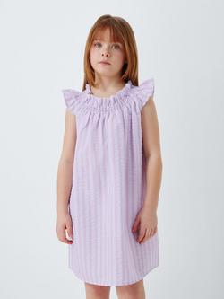 John Lewis Kids' Smocked Woven Stripe Nightdress, Multi, Multi