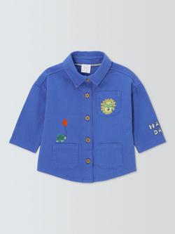 John Lewis Baby Embroidered Shacket, Blue, Blue