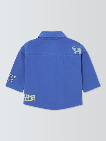 John Lewis Baby Embroidered Shacket, Blue - view 2, Blue