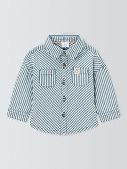 John Lewis Baby Ticking Stripe Shirt, Blue, Blue