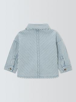 John Lewis Baby Ticking Stripe Shirt, Blue - view 2, Blue