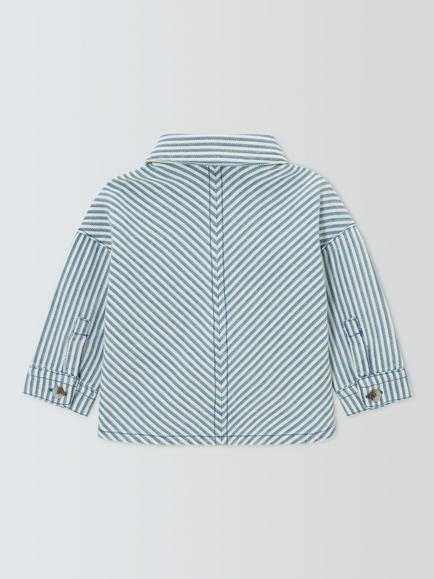 John Lewis Baby Ticking Stripe Shirt, Blue - view 2, Blue