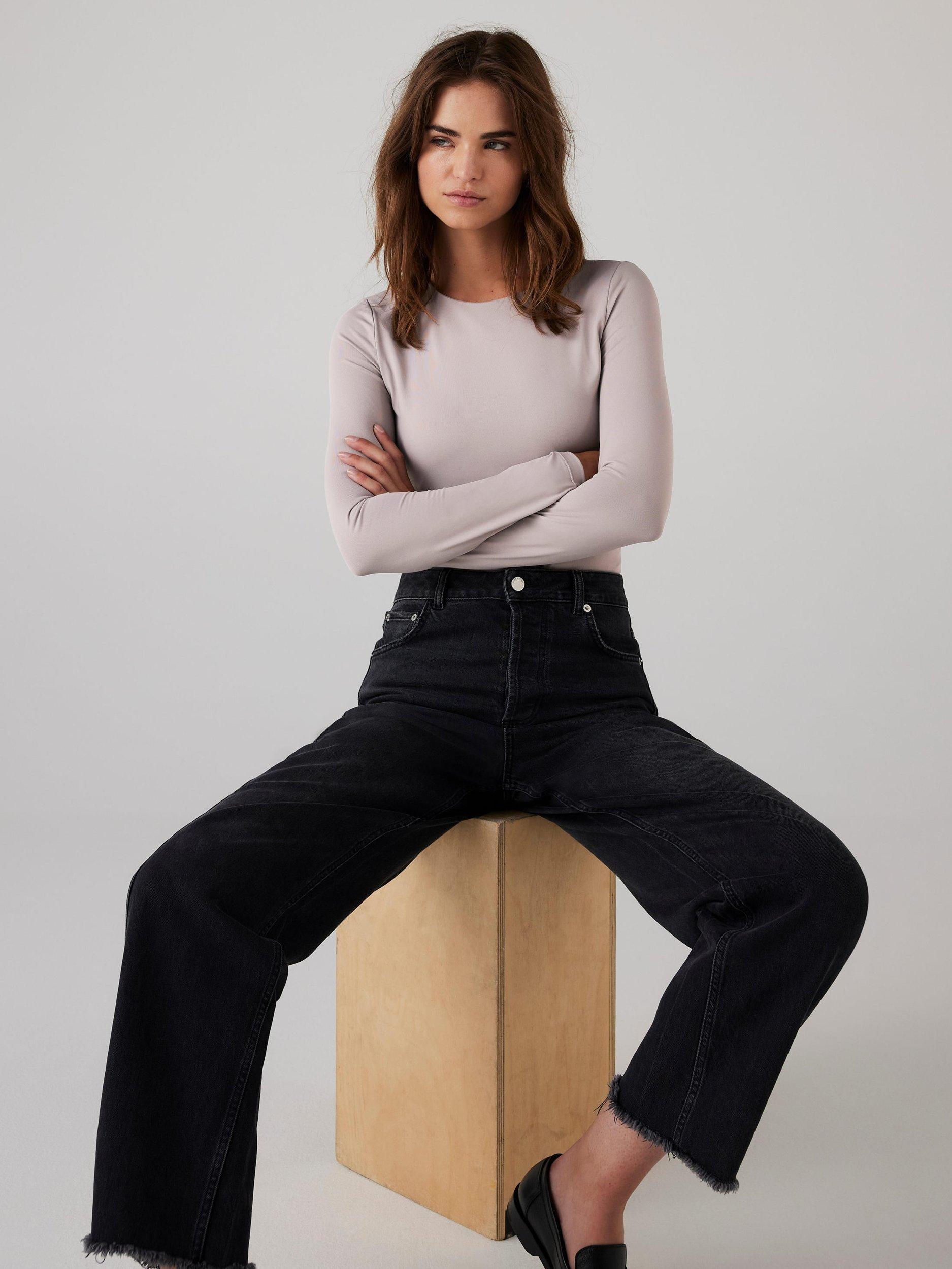 Product image 1 of 8, which shows Mint Velvet Basic Long Sleeve Top, Grey, L