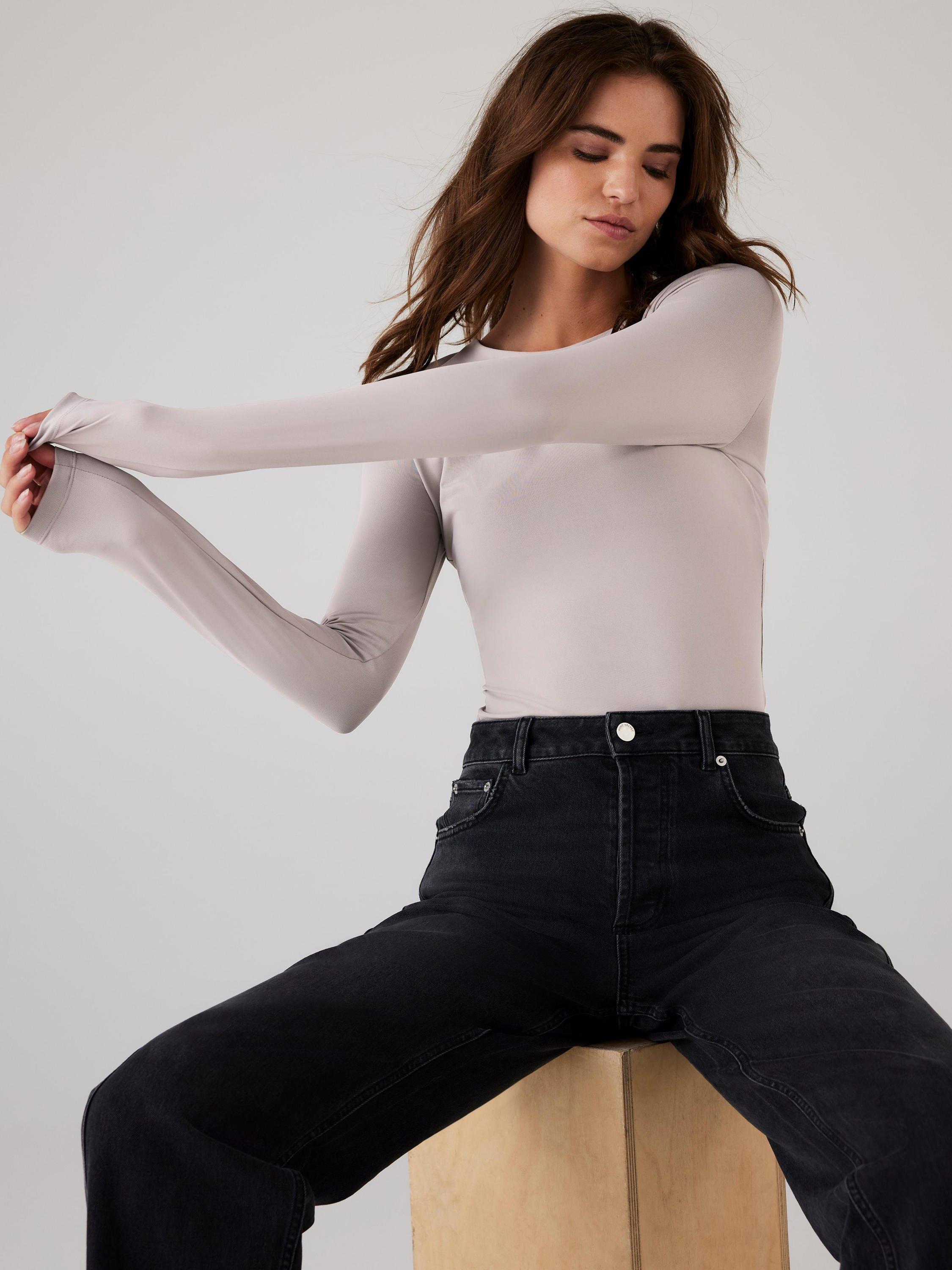 Product image 2 of 8, which shows Mint Velvet Basic Long Sleeve Top, Grey, L