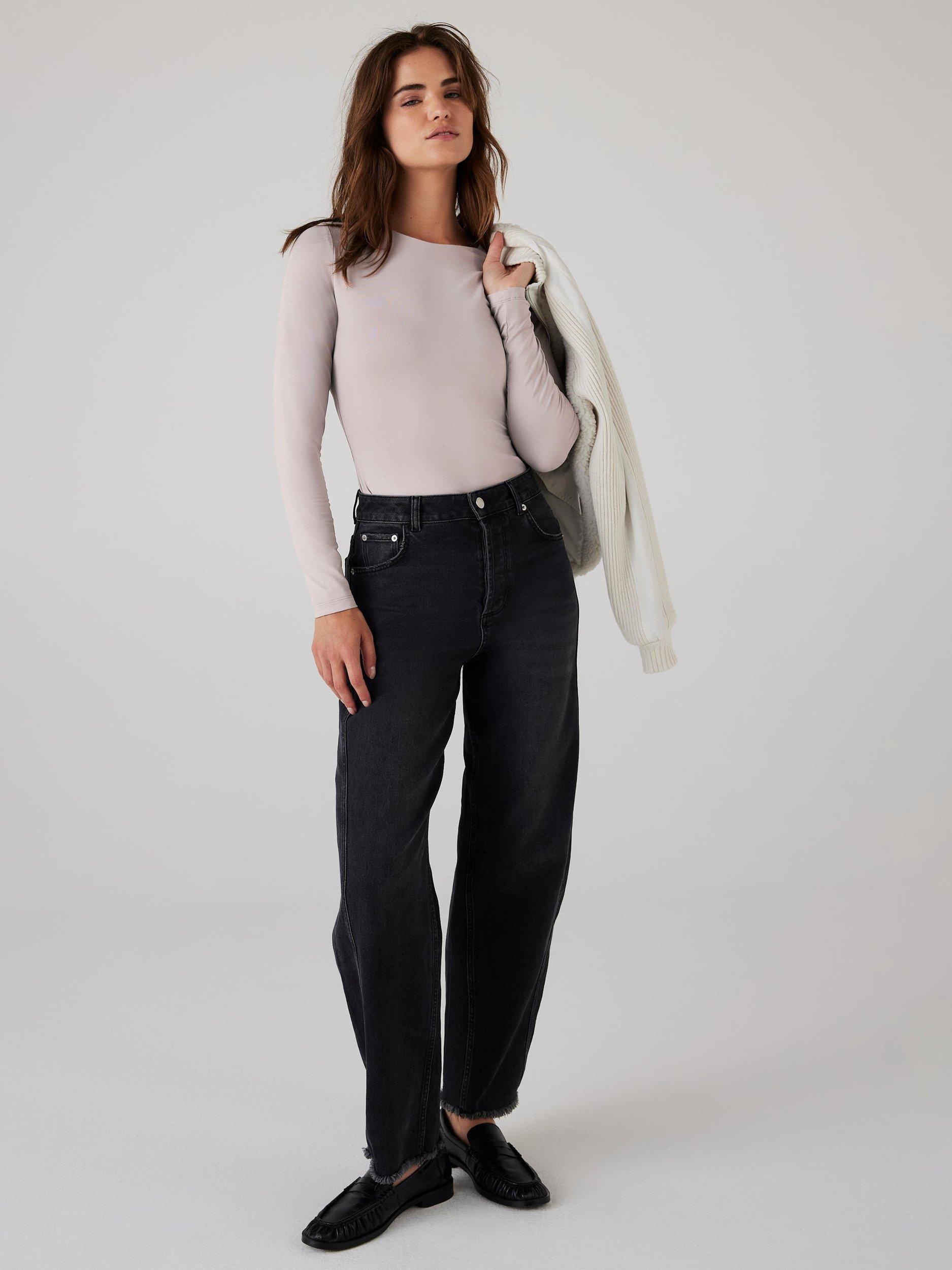 Product image 3 of 8, which shows Mint Velvet Basic Long Sleeve Top, Grey, L