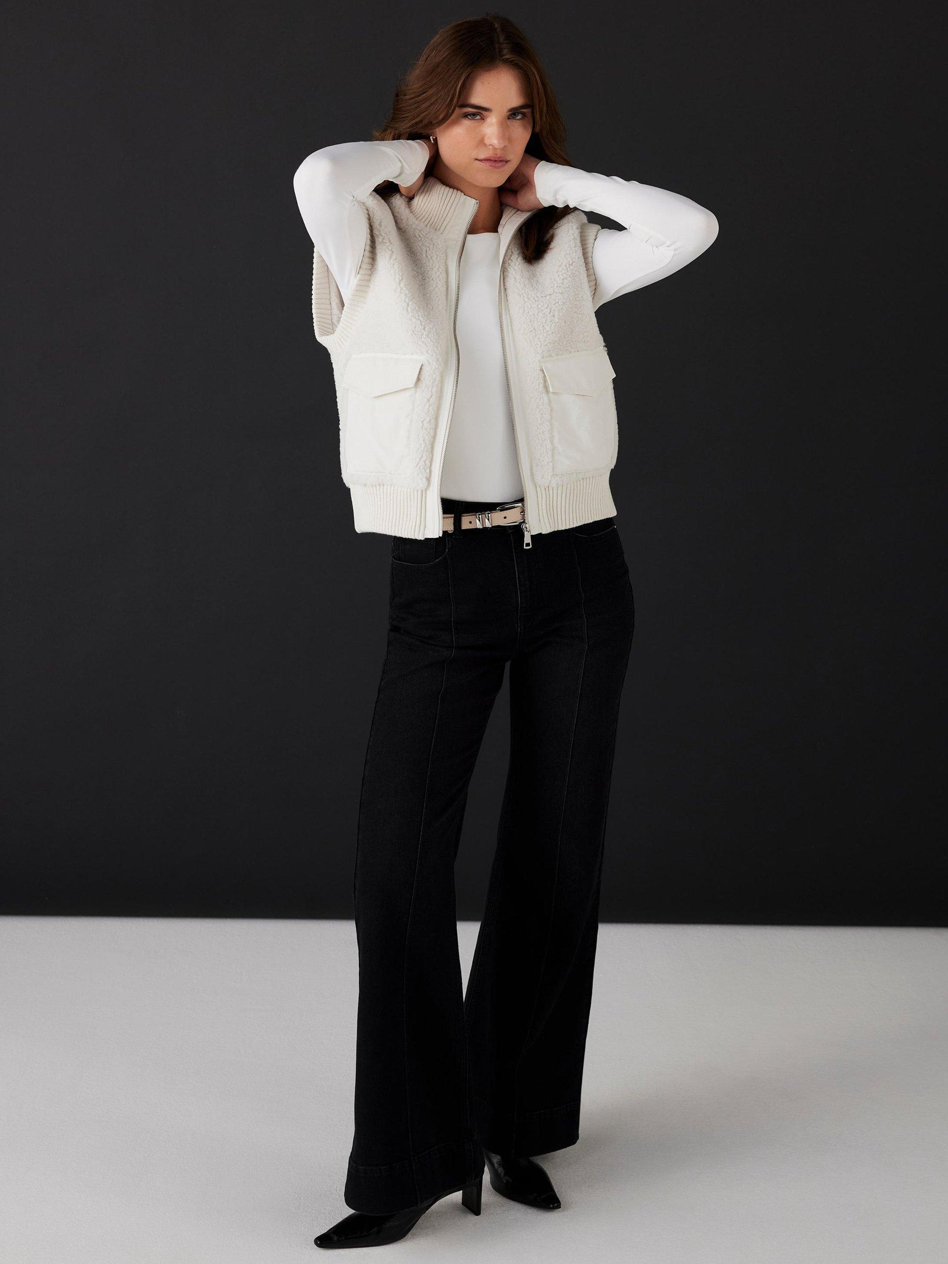 Product image 3 of 8, which shows Mint Velvet Borg Knit Gilet, White Ivory, L