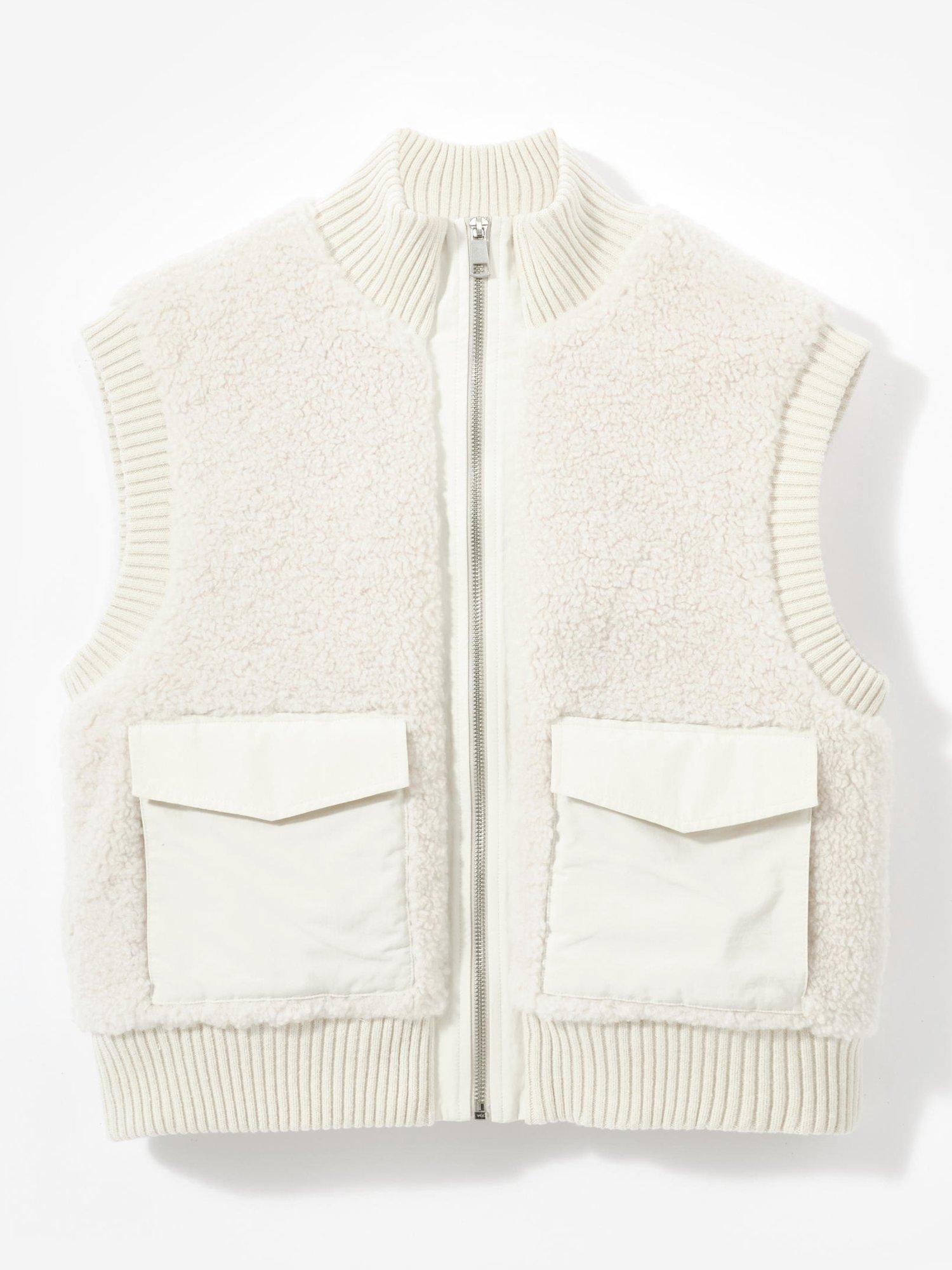 Product image 7 of 8, which shows Mint Velvet Borg Knit Gilet, White Ivory, L
