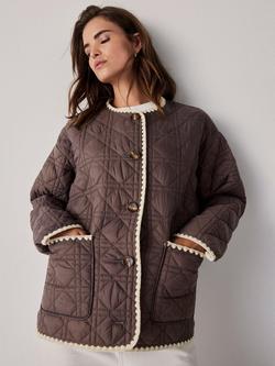 Mint Velvet Reversible Quilted Jacket, Brown/Multi - view 2, Brown/Multi