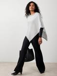Mint Velvet Contrast Stitch Pointed Poncho, Grey
