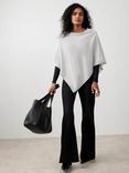 Mint Velvet Contrast Stitch Pointed Poncho, Grey