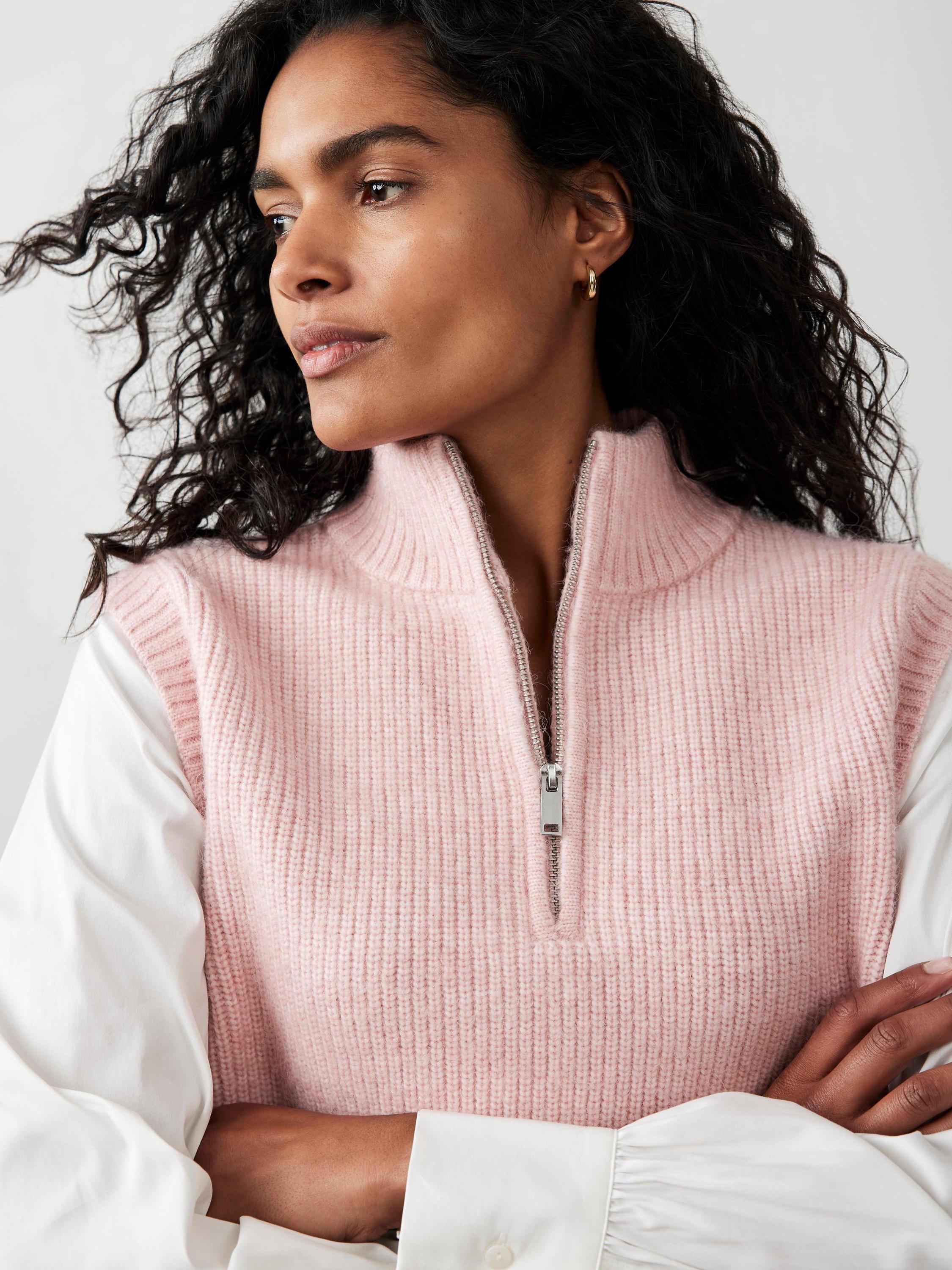 Mint Velvet Shirt Layered Knit Tank Top, Light Pink