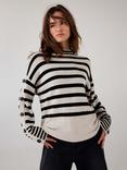 Mint Velvet Stripe Longline Jumper, Natural Stone