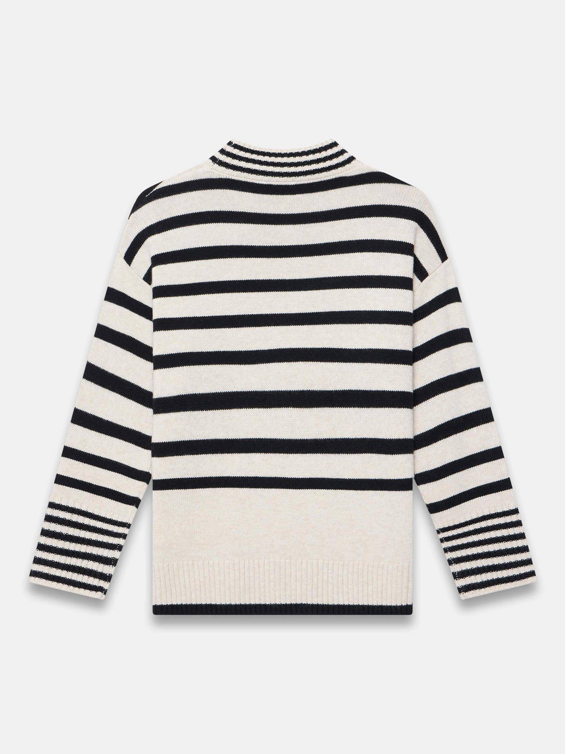 Product image 8 of 8, which shows Mint Velvet Stripe Longline Jumper, Natural Stone, XS