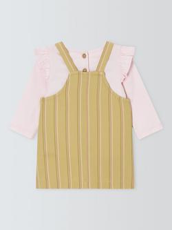 John Lewis Baby Stripe Pinafore & Long Sleeve Top, Green - view 2, Green