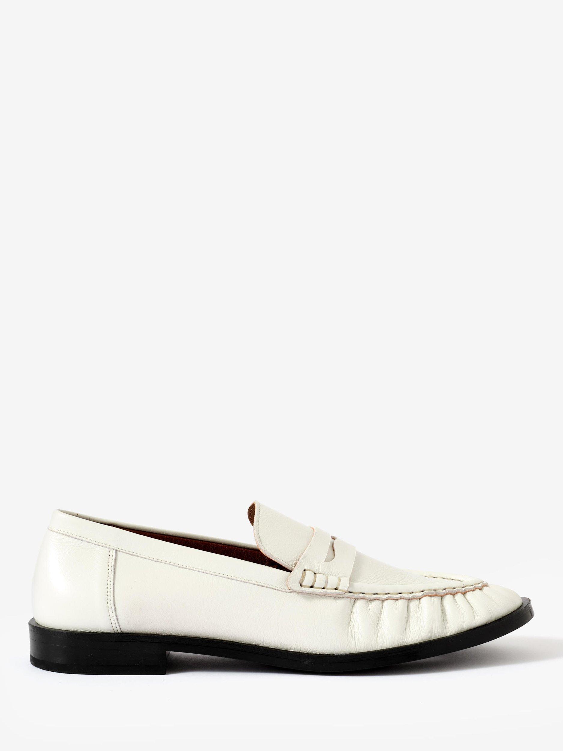 Product image 1 of 3, which shows Mint Velvet Leather Penny Loafers, Natural Cream, 3