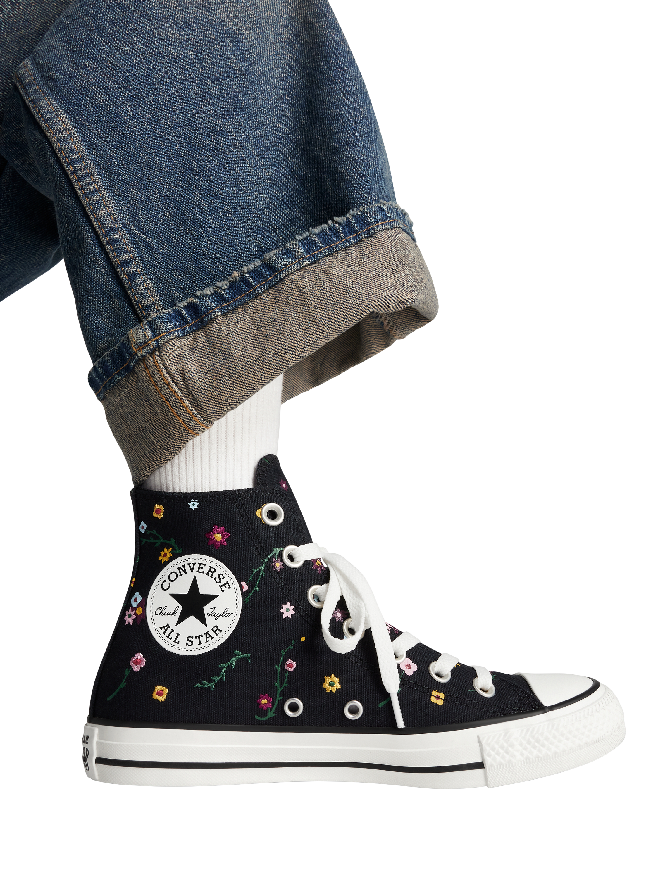 Embroidered Converse Black Converse With White Stitching Converse