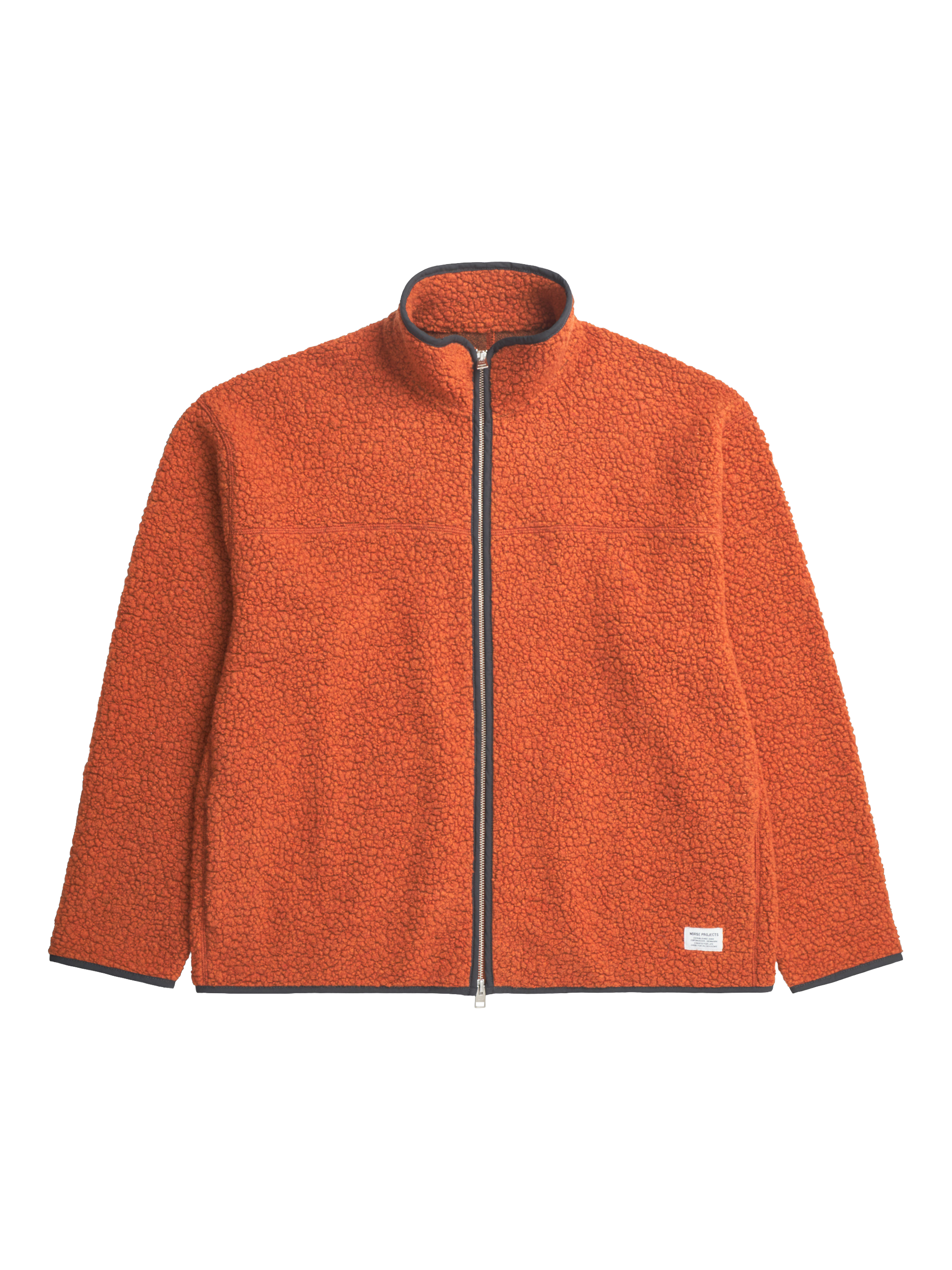 Product image 1 of 2, which shows Norse Projects Wool Blend Sherpa Fleece Jacket, Golden Orange, S