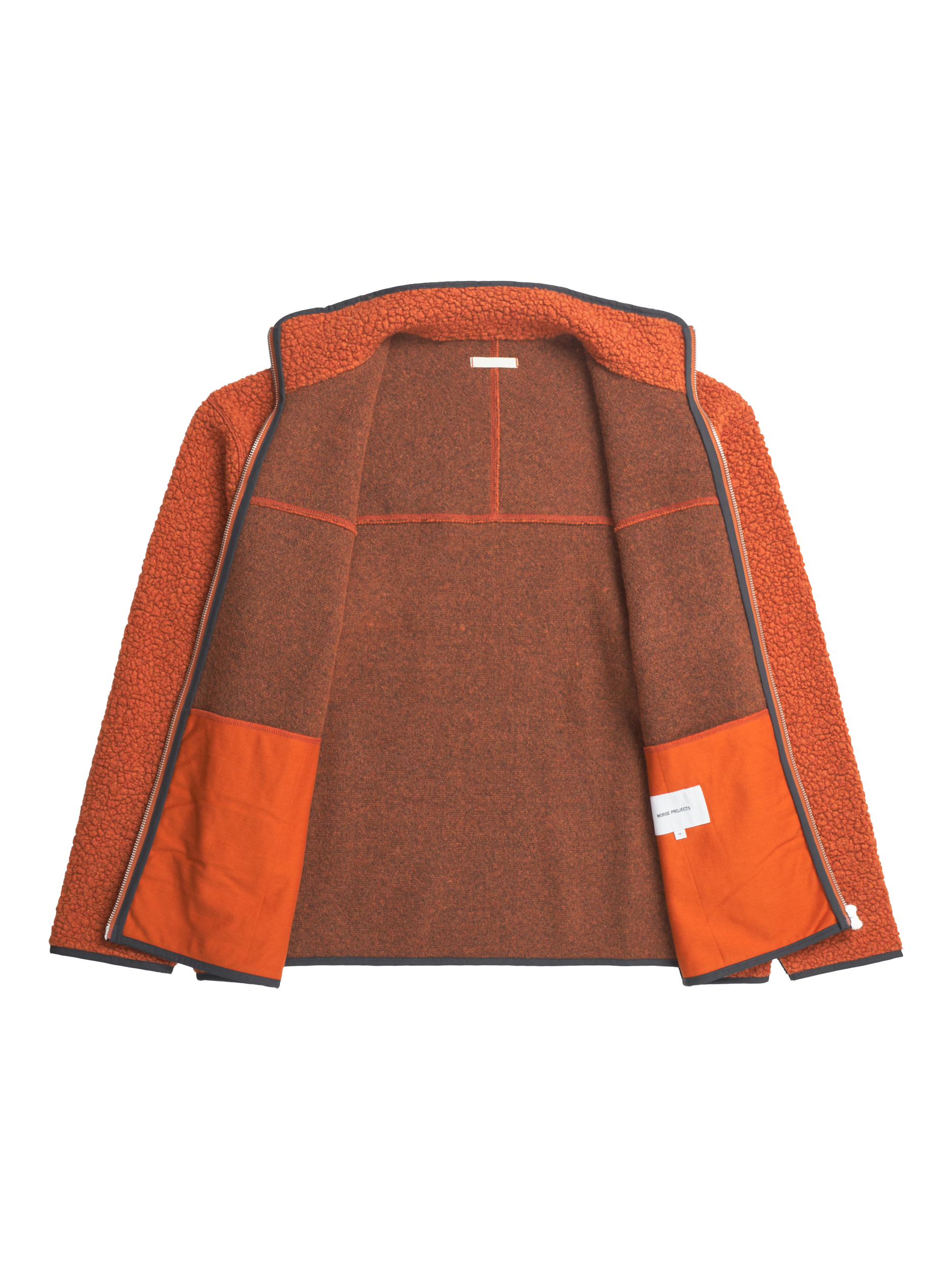 Product image 2 of 2, which shows Norse Projects Wool Blend Sherpa Fleece Jacket, Golden Orange, S