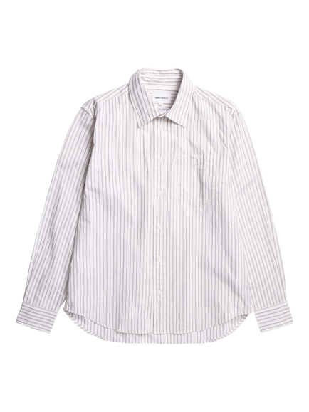 Norse Projects Algot Poplin Cotton Regular Fit Stripe Shirt, Ecru Stripe, Ecru Stripe
