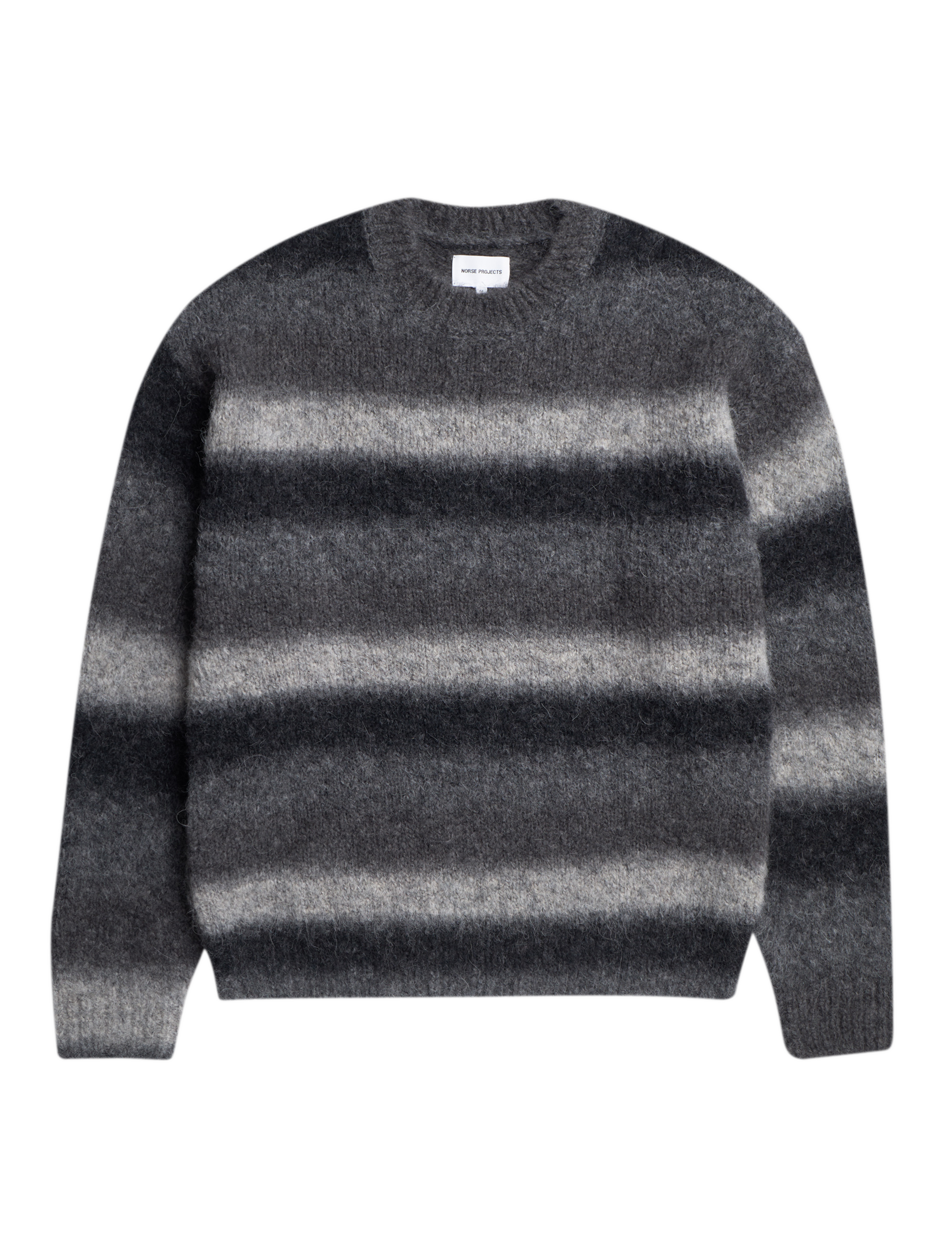 Product image 1 of 2, which shows Norse Projects Jonas Gradient Alpaca Wool Blend Sweater, Charcoal Melange, S