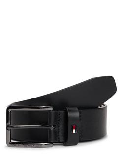 Tommy Hilfiger Leather Enamel Flag Belt, Black