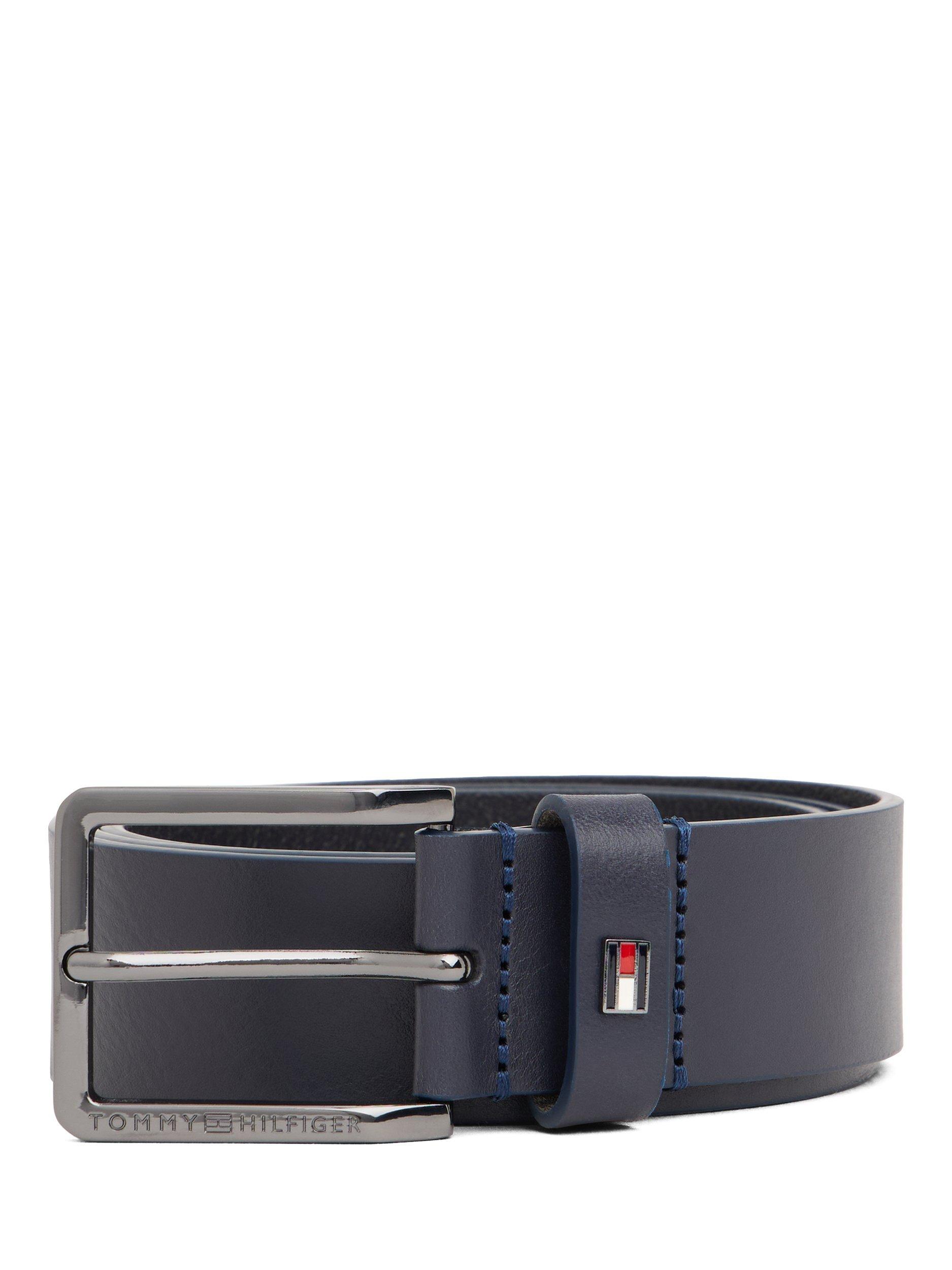 Product image 1 of 4, which shows Tommy Hilfiger Leather Enamel Flag Belt, Space Blue, 31