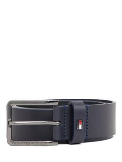 Tommy Hilfiger Leather Enamel Flag Belt, Space Blue