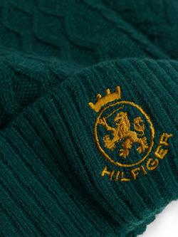 Tommy Hilfiger Wool Blend Crest Cable Knit Beanie - view 2, Green/Yellow