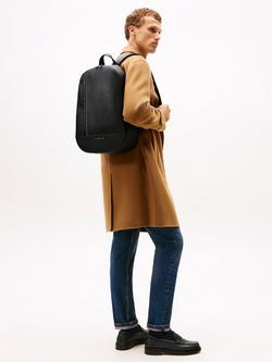 Tommy Hilfiger Metal Logo Pebble Grain Backpack, Black - view 2, Black